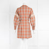 Maje Beige & Orange Check Mini Dress