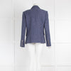 L'Agence Blue Woven Blazer with Grey Buttons