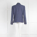 L'Agence Blue Woven Blazer with Grey Buttons