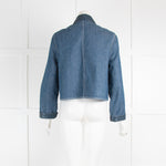 Edun Blue Denim Leather Trim Jacket