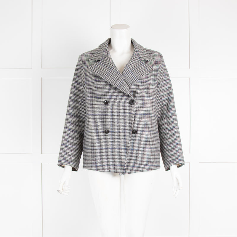 Masscob Grey Houndstooth Wool Short Jacket