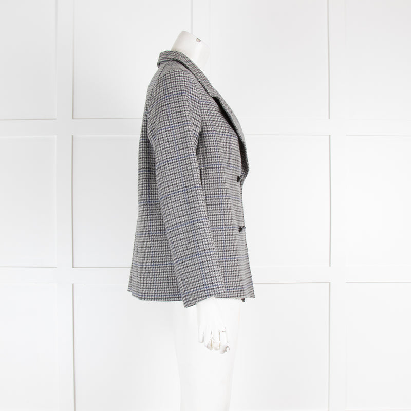 Masscob Grey Houndstooth Wool Short Jacket