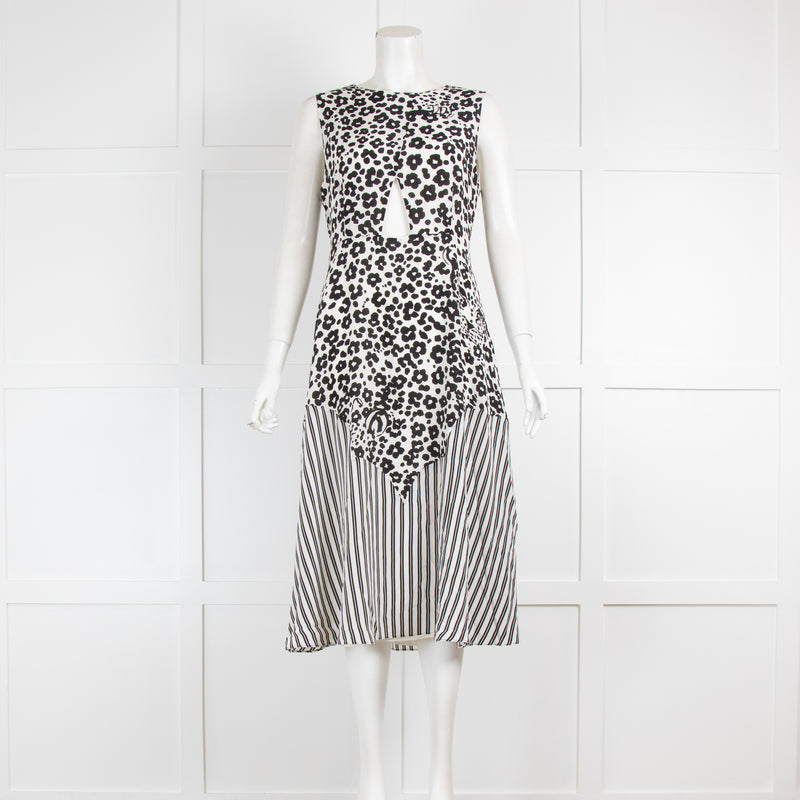 See By Chloe White Black Animal Print Sleeveless Dress