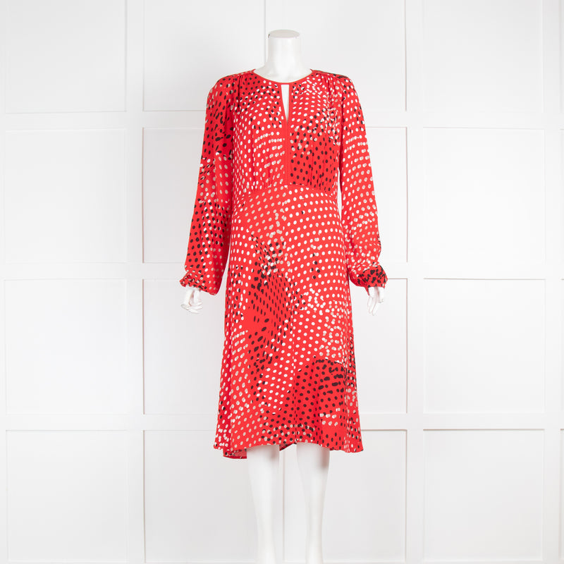 Diane Von Furstenberg Red Spotty Midi Dress