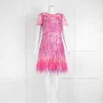 Elie Tahari Pink Dress with Feather Hem