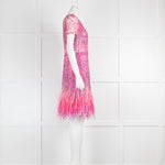 Elie Tahari Pink Dress with Feather Hem