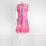 Elie Tahari Pink Dress with Feather Hem