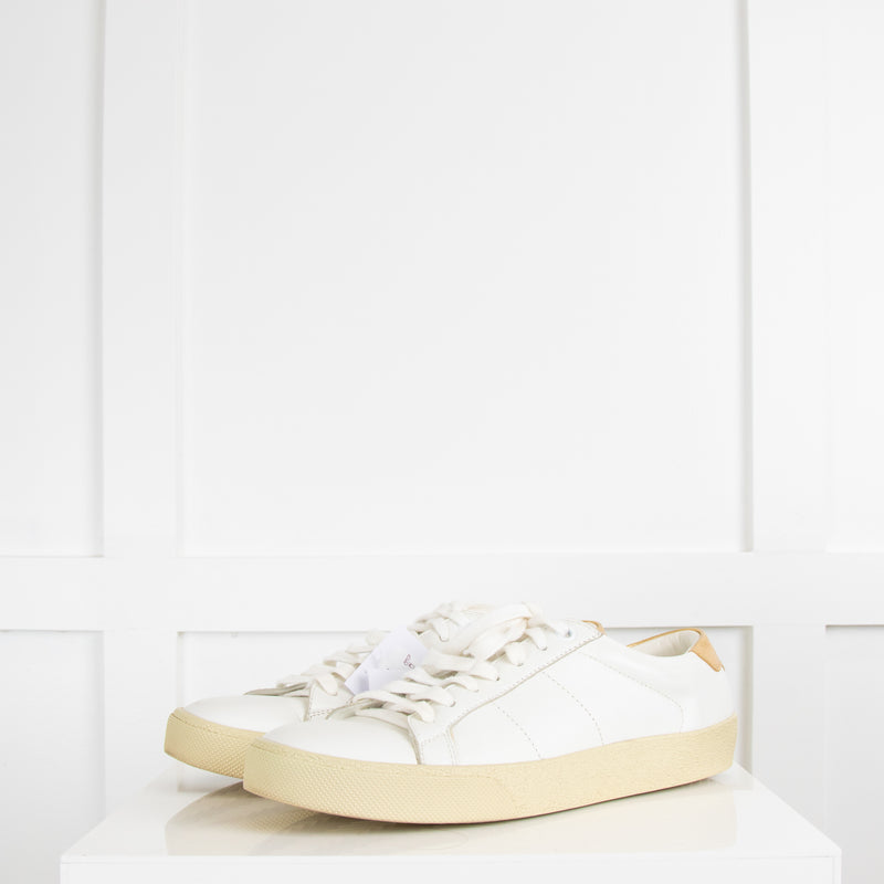 Saint Laurent White Gold Lace-Up Trainers