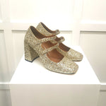 Jonaak Gold Glitter Heels