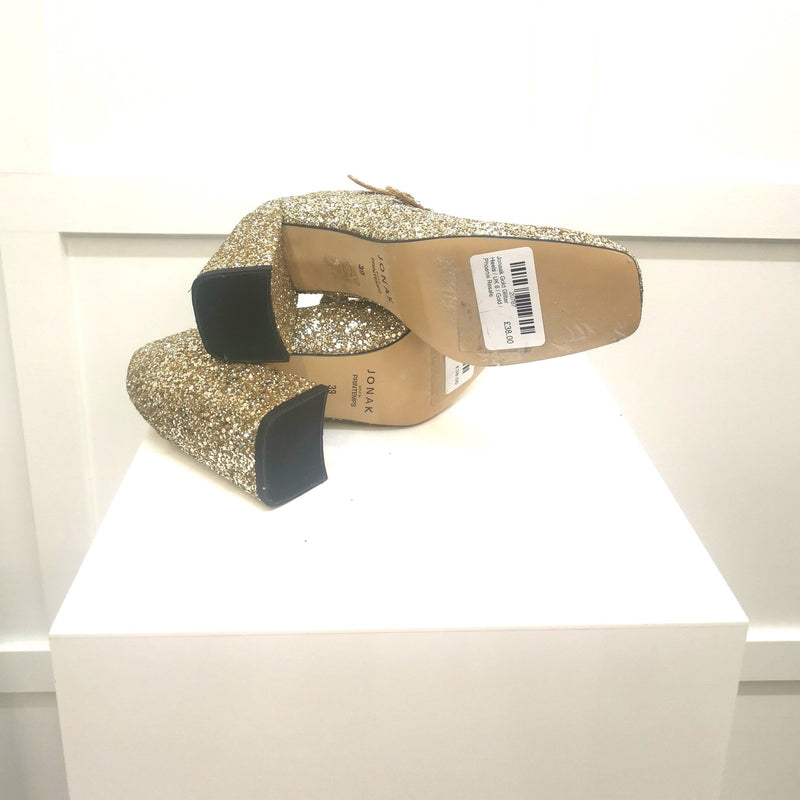 Jonaak Gold Glitter Heels