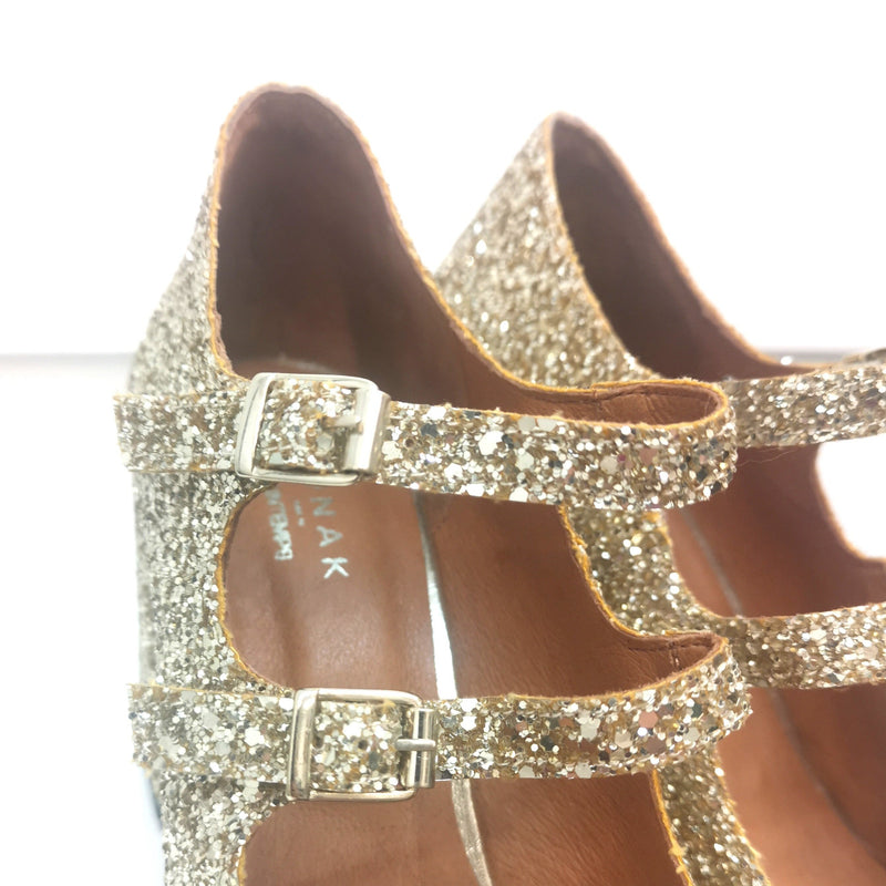 Jonaak Gold Glitter Heels