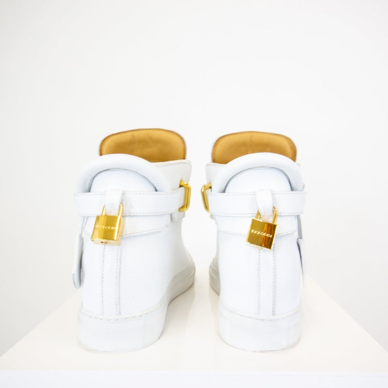Buscemi White Leather Wedge Trainers