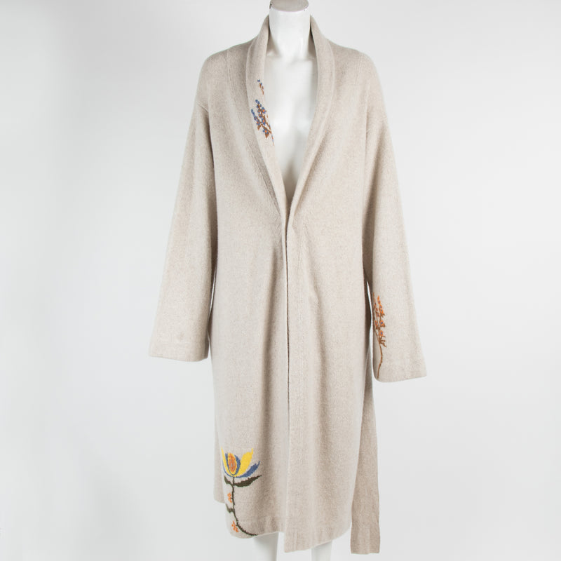 The Elder Statesman Oatmeal Maxi Cardigan